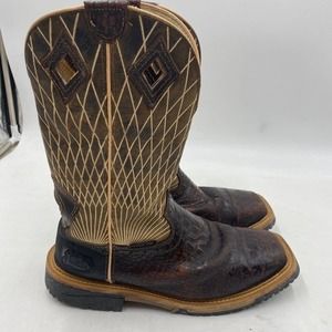Justin mens 10EE derrickman alligator print leather square comp toe boots